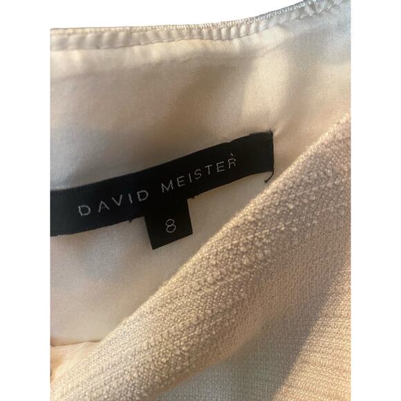 David Meister Sheath Lined Dress Size 8 Beige Embroidery Pockets Sleeveless - Picture 7 of 12